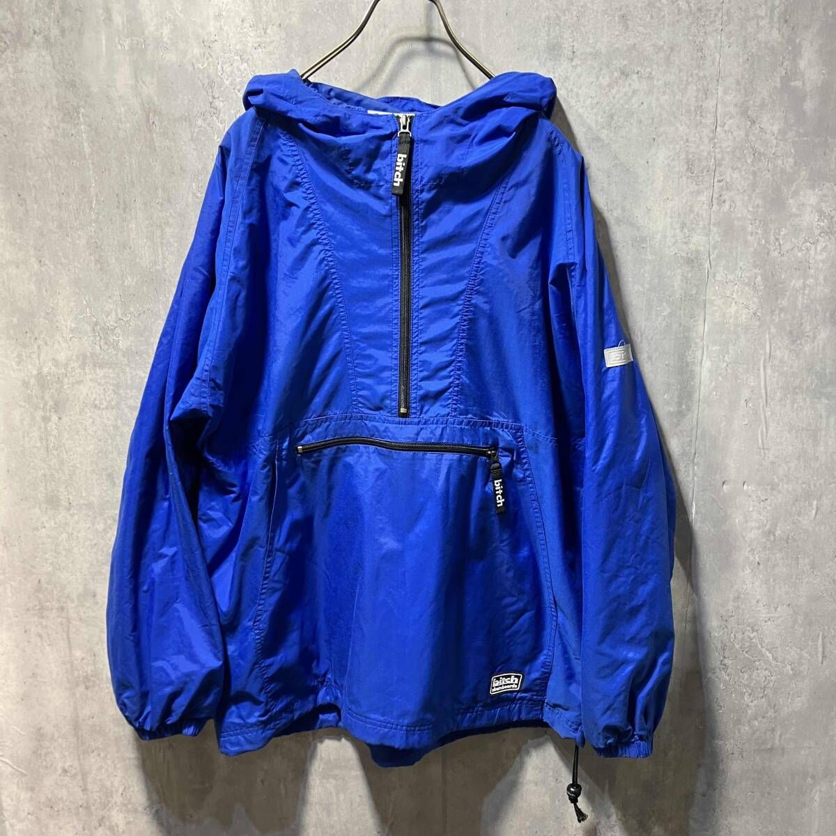 00s 古着 BITCH 内起毛アノラックパーカー サイズL ブルー ビッチ