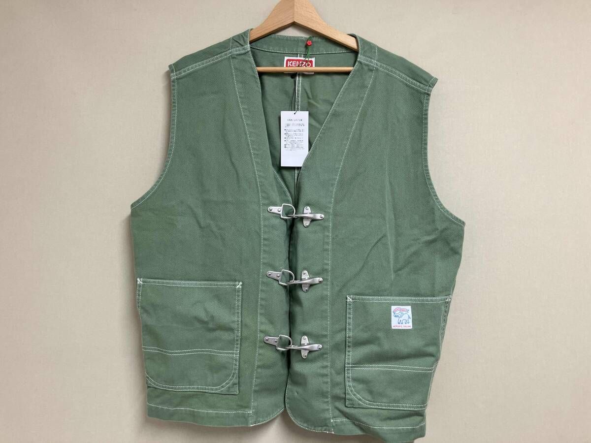 KENZO ケンゾー ベスト アーモンドグリーン Elephant Flag Workwear