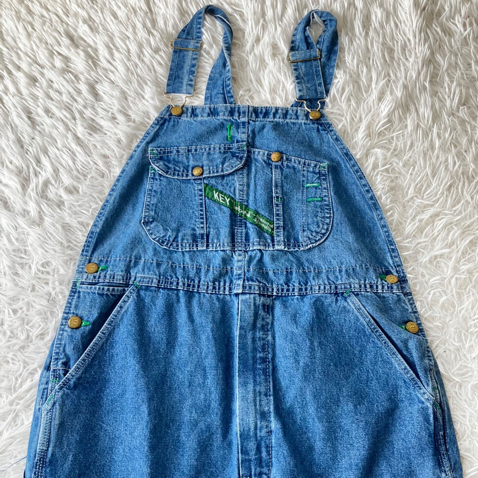 KEY USA製 デニムオーバーオール 古着 サロペット カットオフ 3713