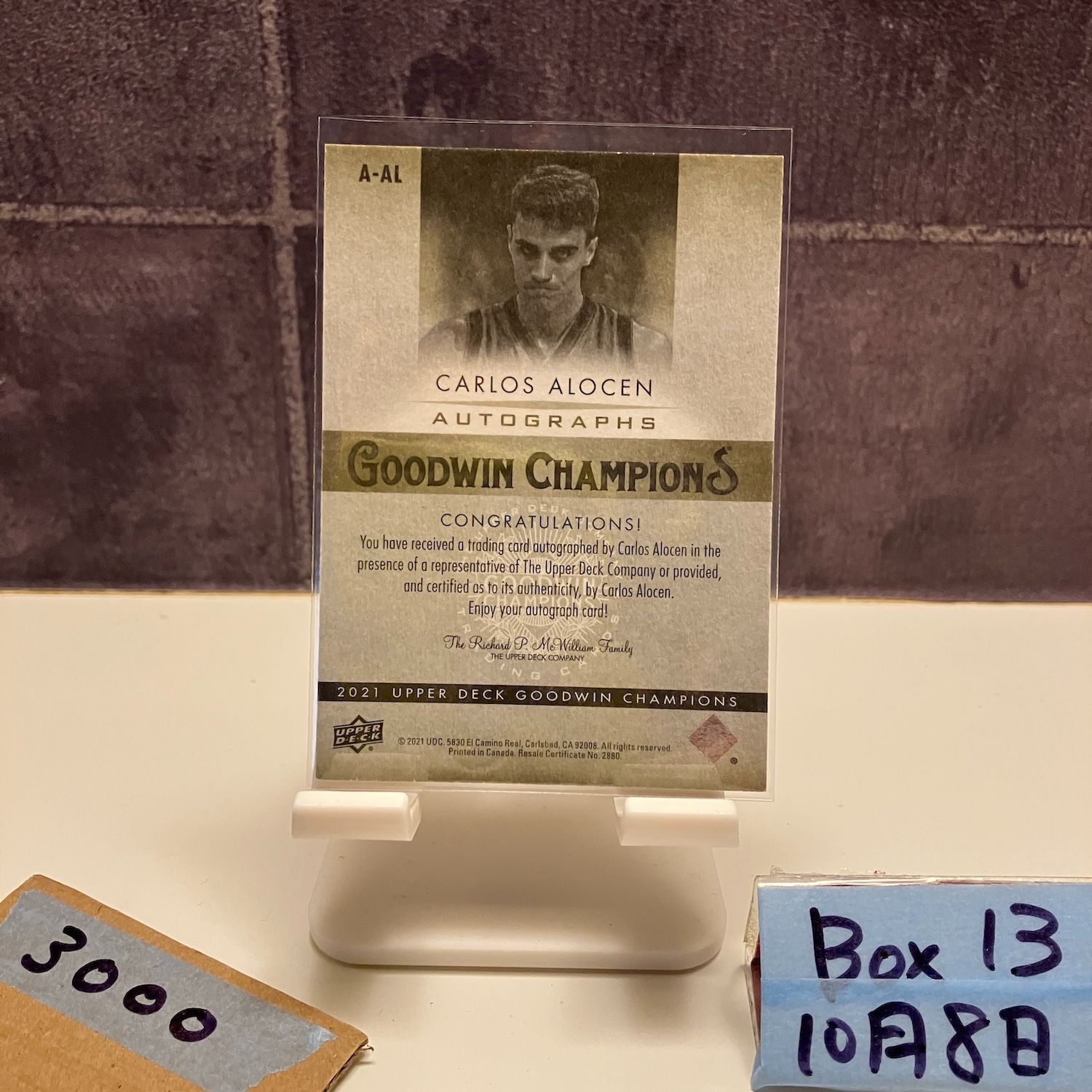 2021 Upper Deck Goodwin Champions Carlos Alocen 直筆サインカード