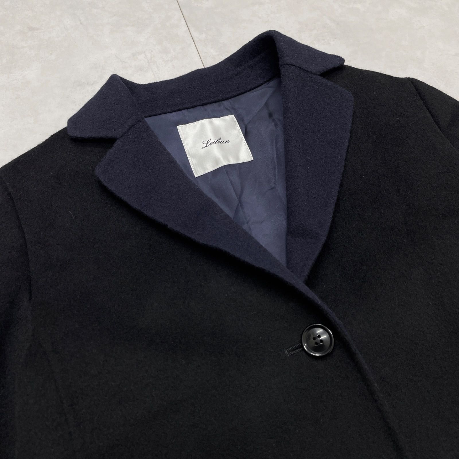 Leilian レリアン コート ダブルフェイス チェスター ウール ブラック