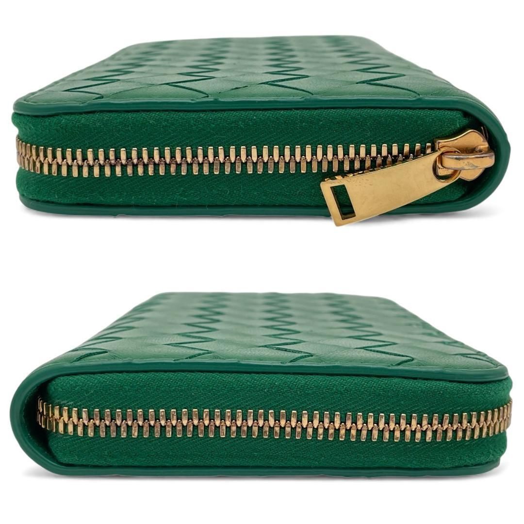 【美品】ボッテガヴェネタ イントレチャート 長財布 グリーン ラウンドファスナー Y【新品同様】ボッテガヴェネタ Bottega Veneta 長財布 イントレ