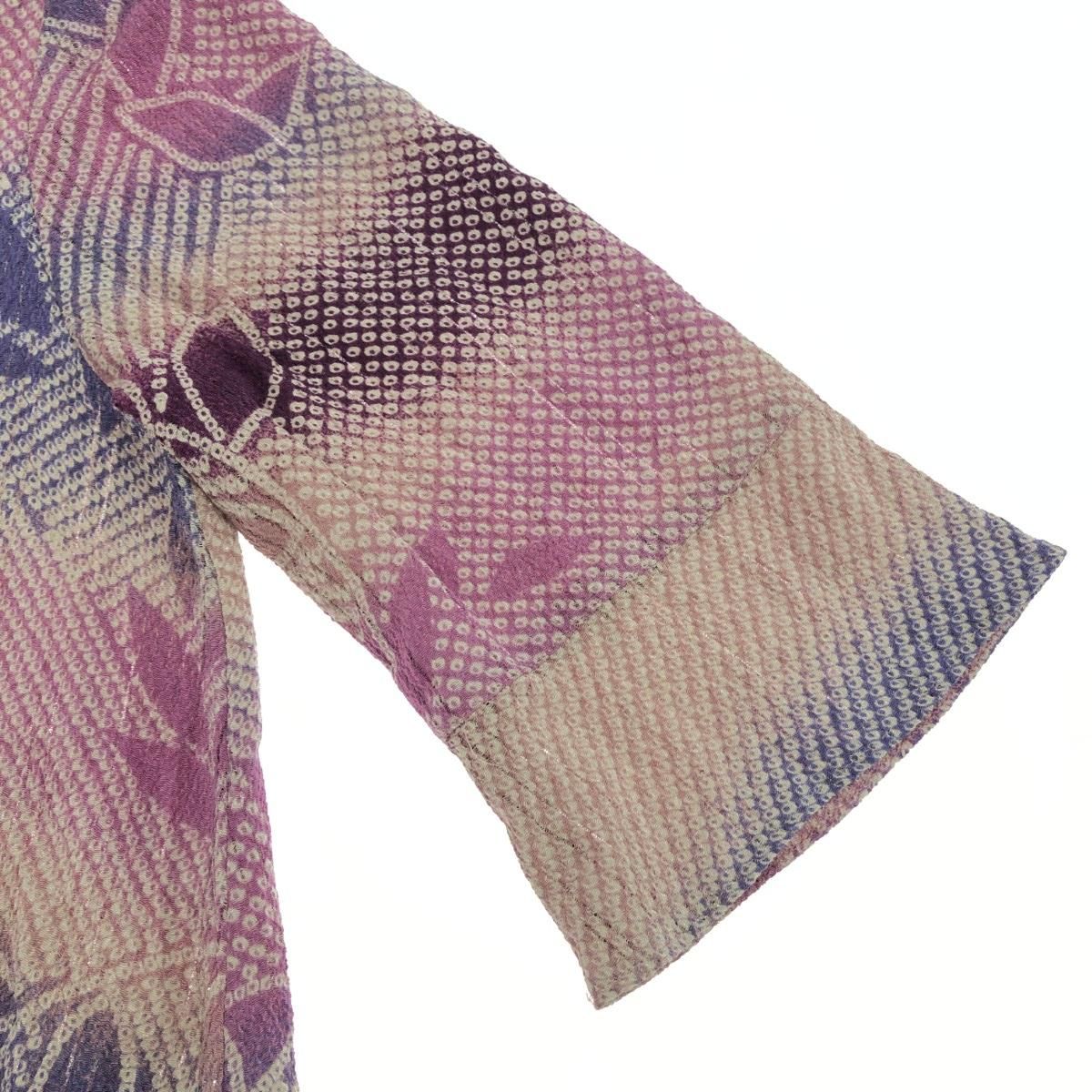 詩仙堂 シセンドウ 七分袖チュニック 和柄/ちりめん ピンク レディース