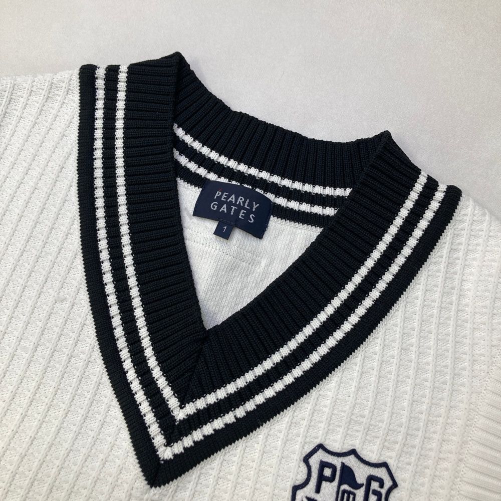 サイズ：1 PEARLY GATES パーリーゲイツ ニットベスト ホワイト系