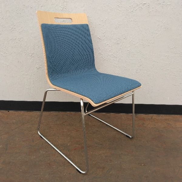 色違い6脚セット オカムラ スタッキングチェア モノス 9327 BX-MY 41 製 ミディアムブルー 会議用チェア ミーティングチェア