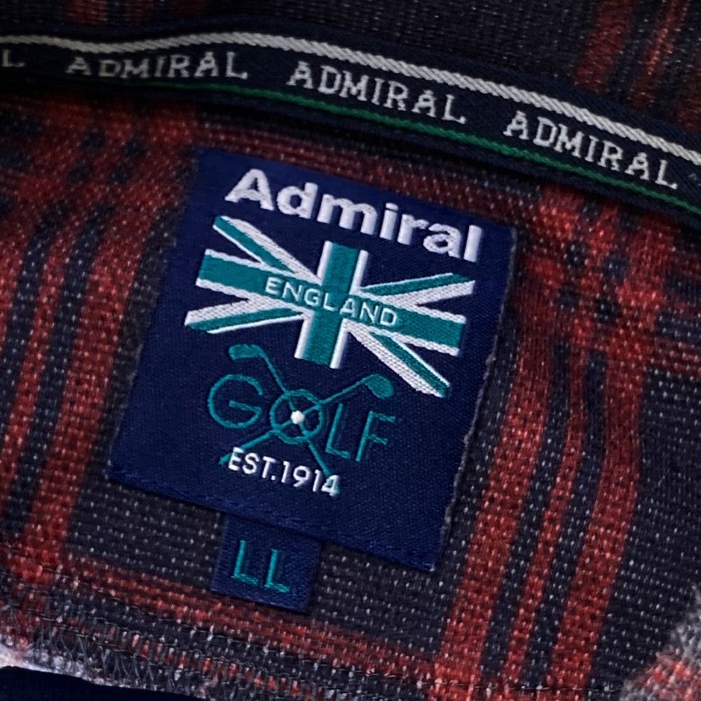 サイズ：LL ADMIRAL アドミラル 長袖ポロシャツ チェック柄 ネイビー系