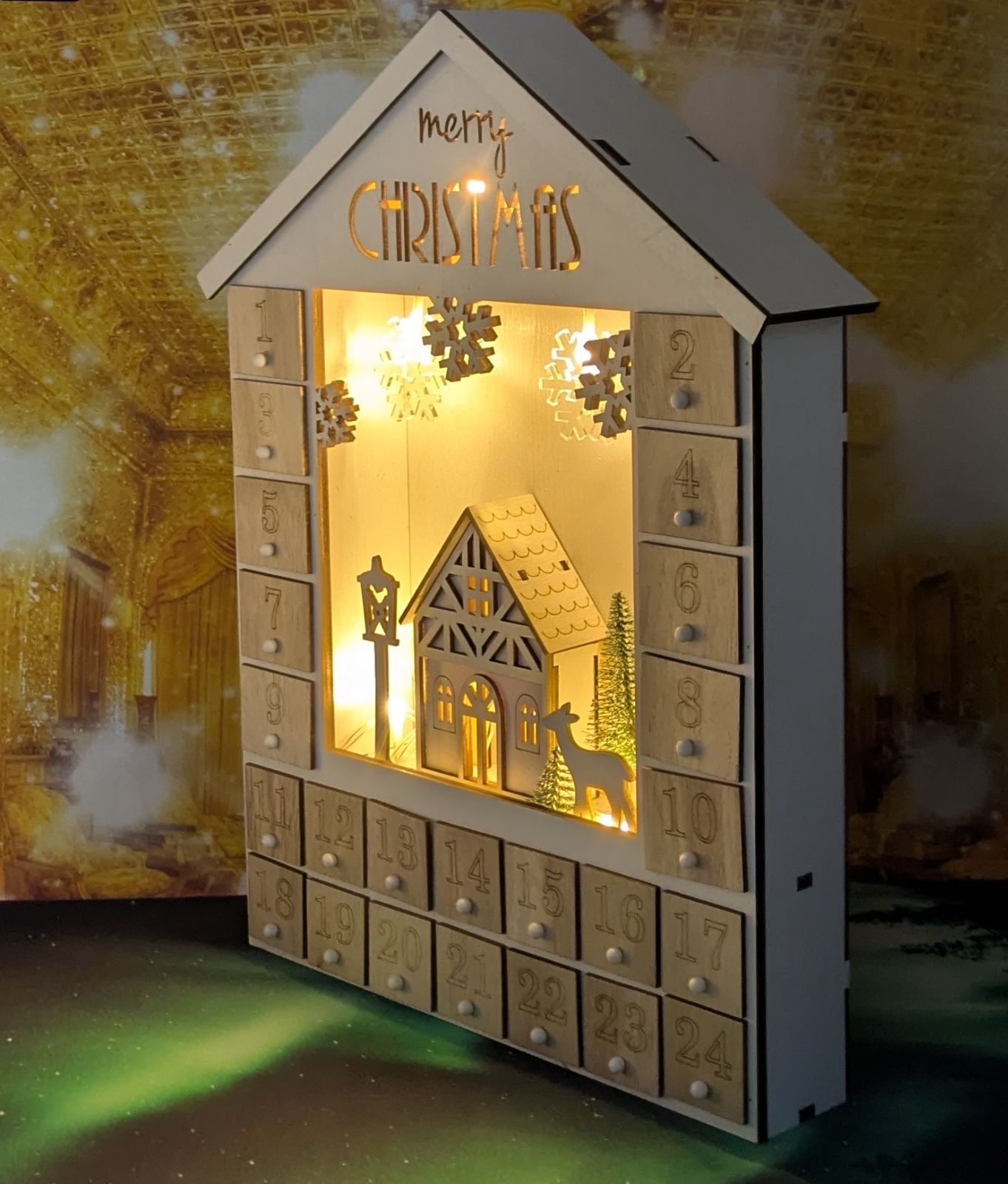 ハウス型 アドベントカレンダー ウッドハウス LED
