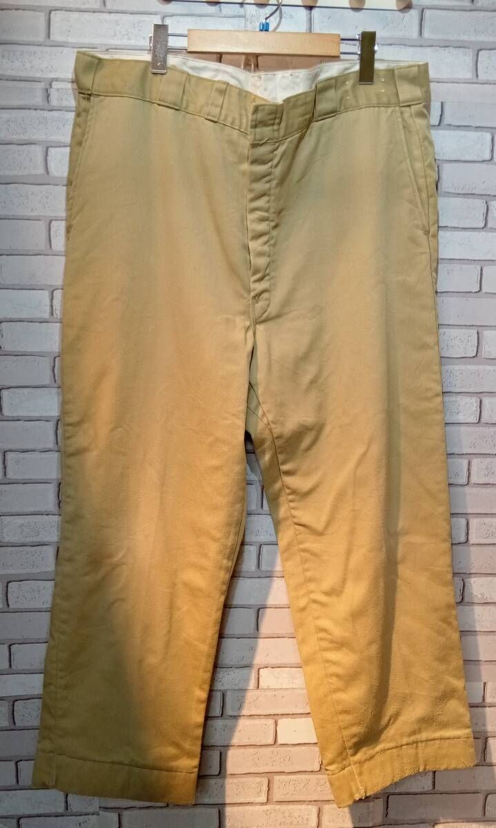 Dickies ディッキーズ 綿パン 70 s アルミジップ talon 裏地ネル XL 茶色