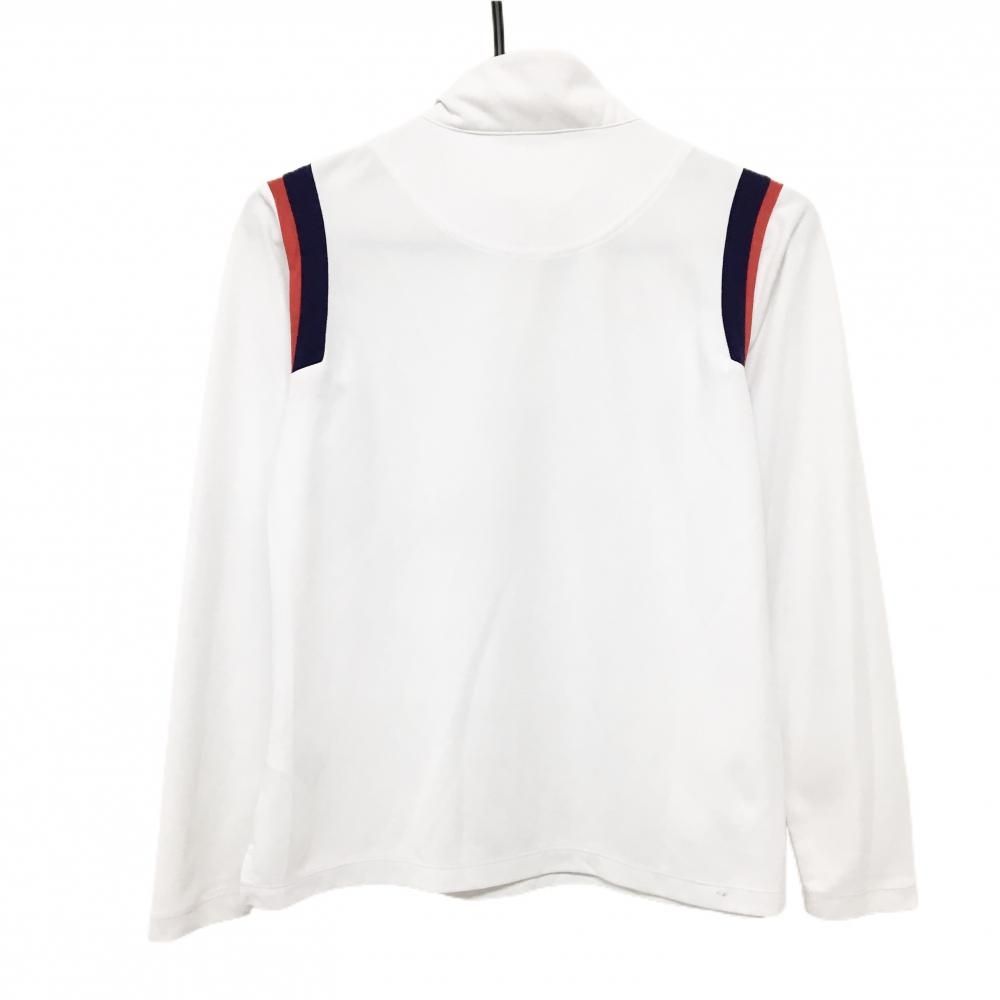 ルコックゴルフ 長袖ハイネックシャツ 白×ネイビー ハーフジップ