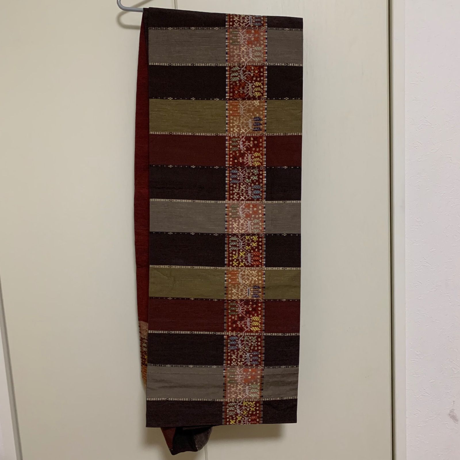 RB-1503 帯 名古屋帯 九寸名古屋帯 紬 レディース ブラウン系 織帯 六通