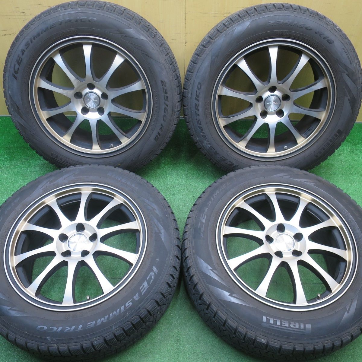 バリ溝 8 5分 アウディ Q 5 等 ACE DESIGN 235 60 R 18 スタッドレス ピレリ アイスアシンメトリコ 18インチ PCD 112 H ス