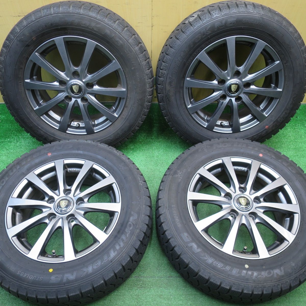 バリ溝 22年 9 5分 スタッドレス 195 65 R 15 オートバックス ノーストレック N 5 MANARAY SPORT マナレイ スポーツ 15インチ PCD 114 3 H ス