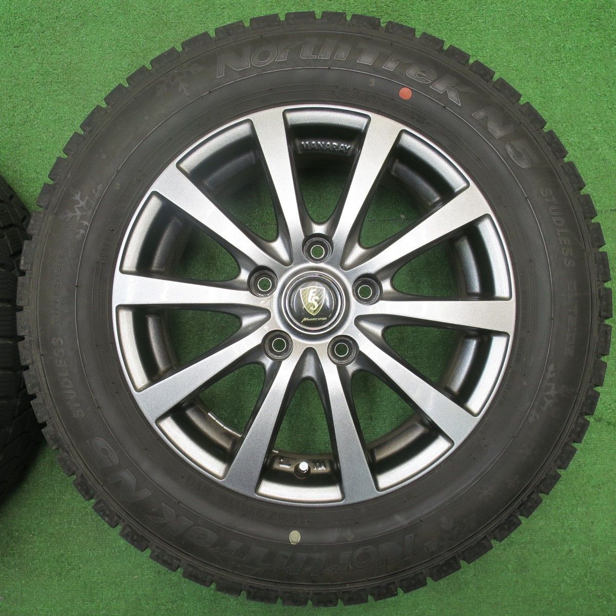 バリ溝 22年 9 5分 スタッドレス 195 65 R 15 オートバックス ノーストレック N 5 MANARAY SPORT マナレイ スポーツ 15インチ PCD 114 3 H ス