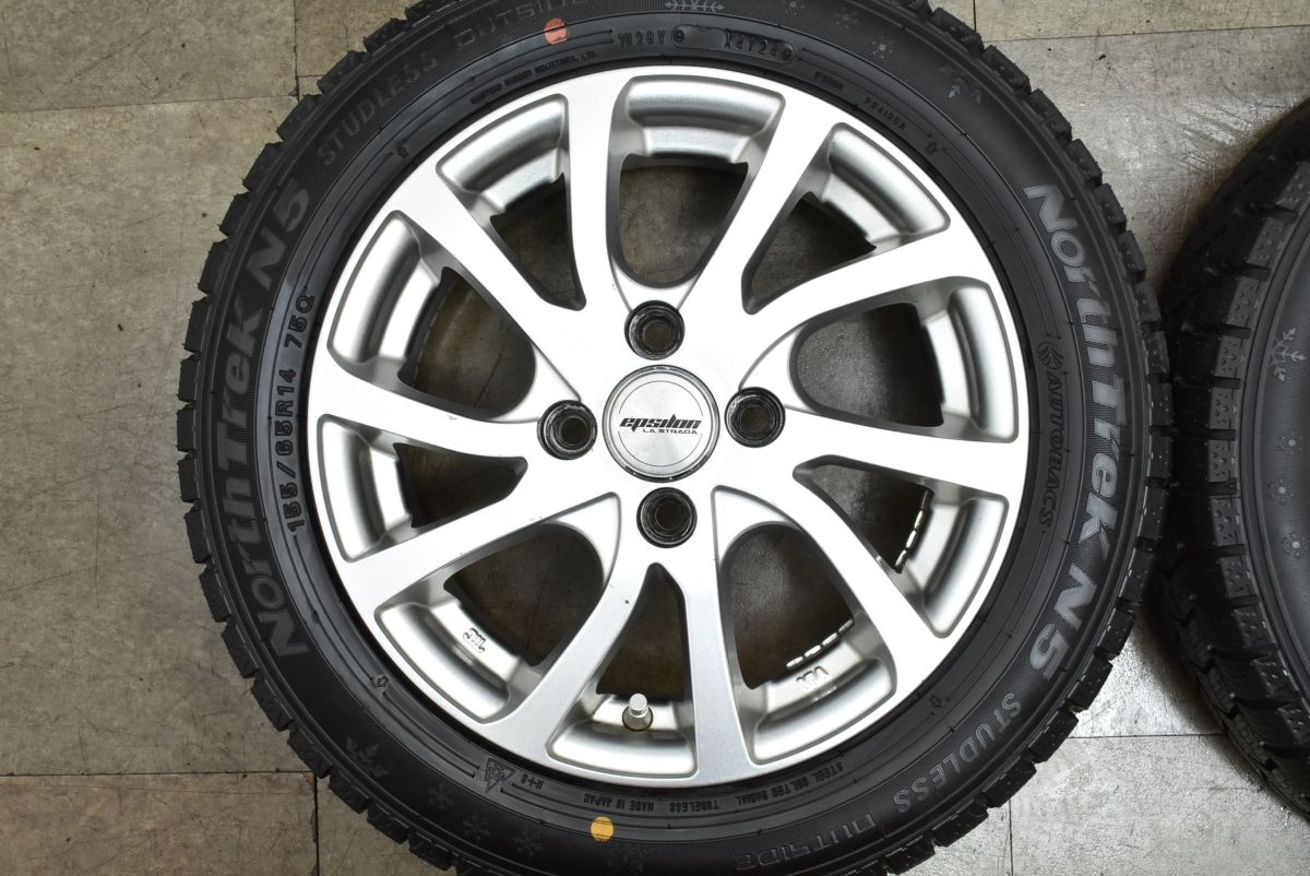  バリ溝 イプシロン 14 in 4 5 J 45 PCD 100 ノーストレックN 155 65 R N BOX WGN デイズ ルークス ワゴンR アルト スペーシア タント 14インチ タイヤ ホイールセット