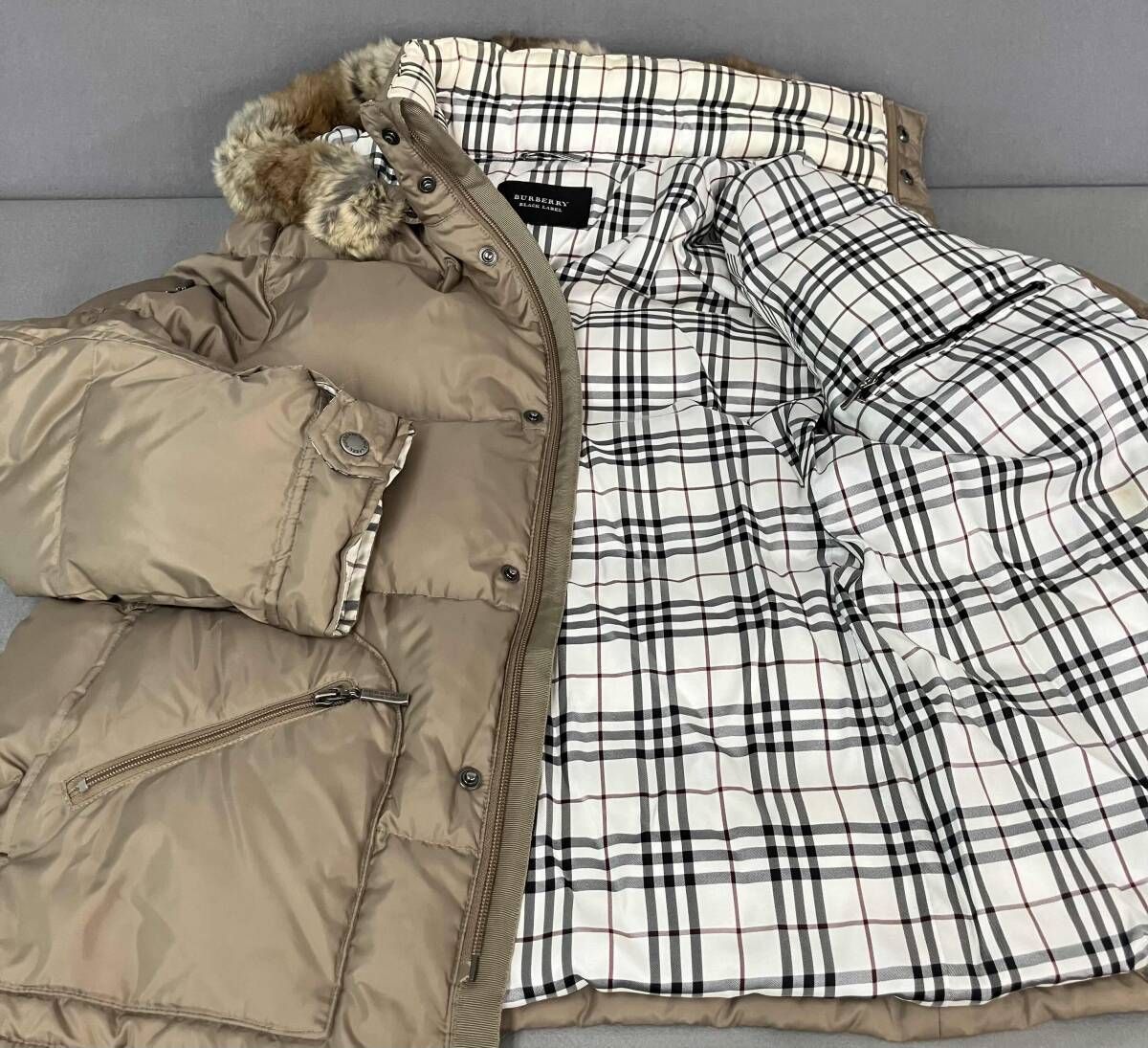 BURBERRY BLACK LABEL バーバリー ダウンジャケット メンズL 茶系
