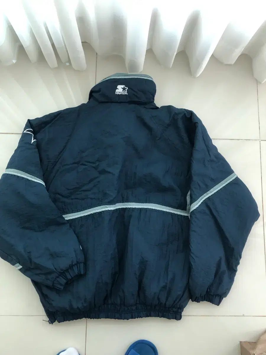 NFLアノラックダウンコート 110 XXL ネイビー ハーフジップ ホワイト系 冬コーデ