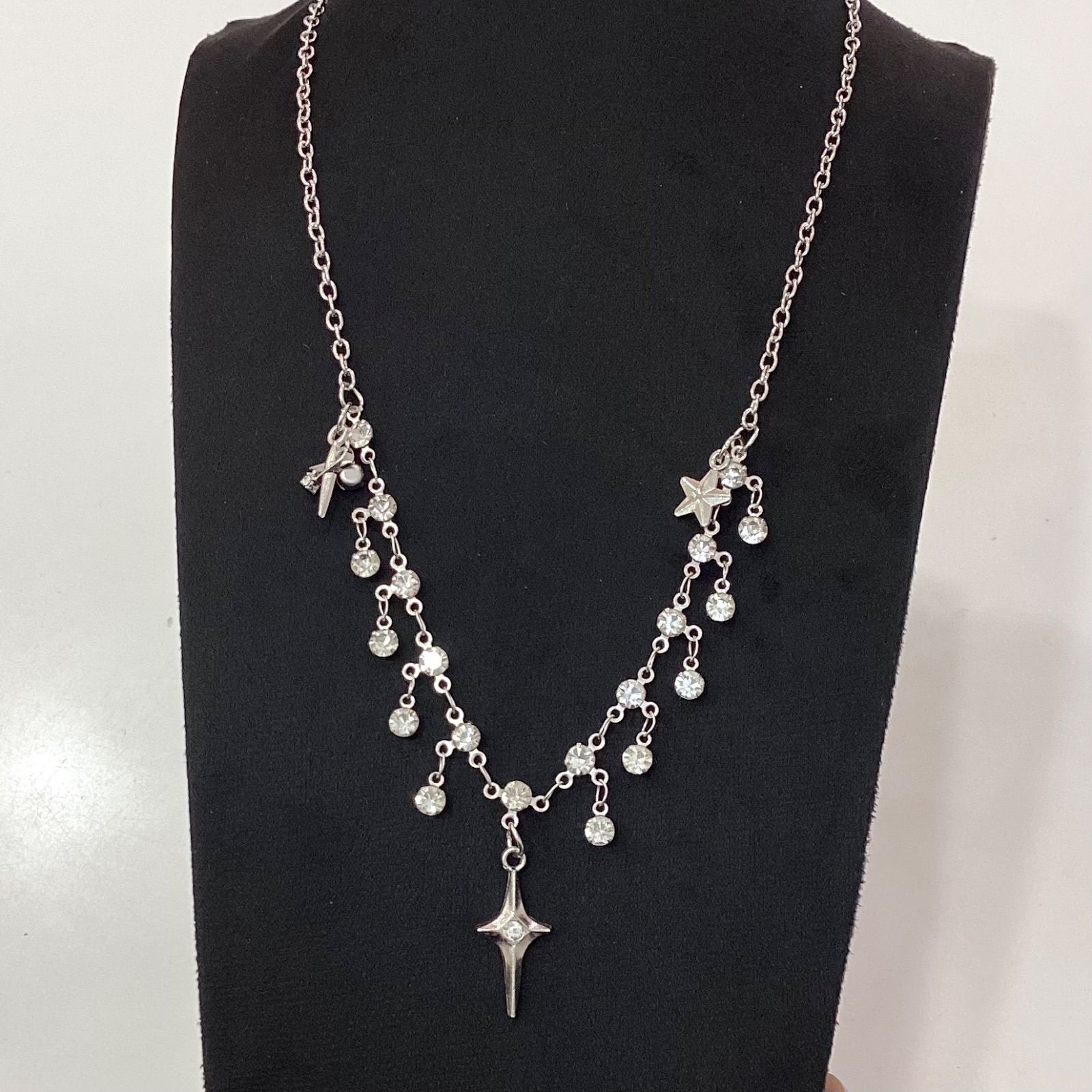 四芒星 キラキラ シルバー チェーンネックレス y2k韓国ストリート