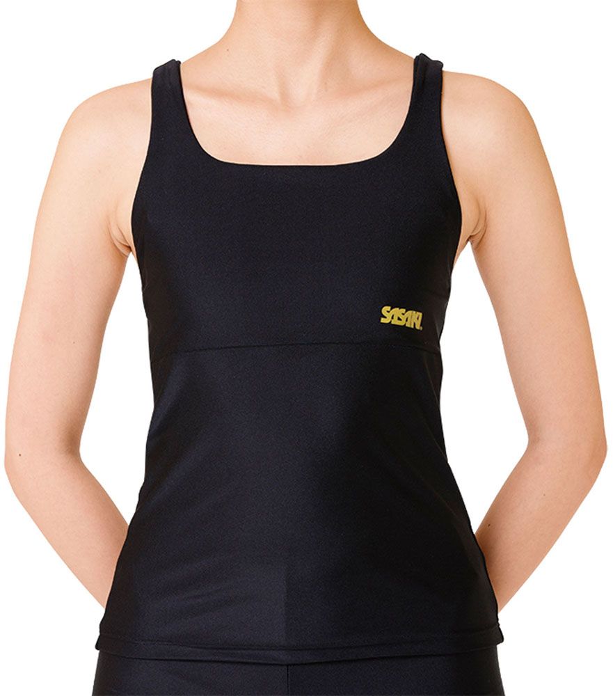 ササキ SASAKI 新体操 プレミアムトップ カップポケット付き レディース トップス タンクトップ しめつけ感軽減 部活 クラブ 練習 演技 フィットネス チーム ジュニア ガールズ  7053 B ブラック