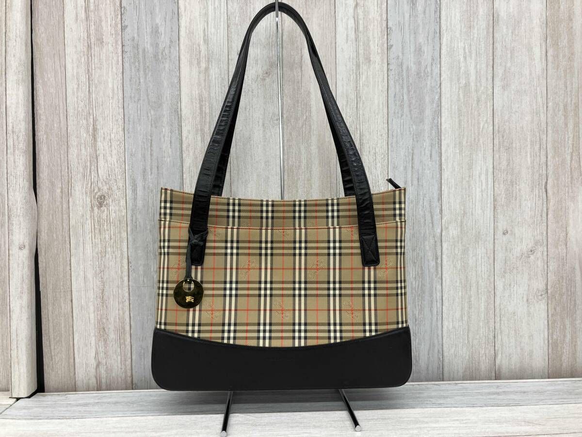 BURBERRY／バーバリー／トートバッグ／PVC／ノバチェック柄／ブラウン