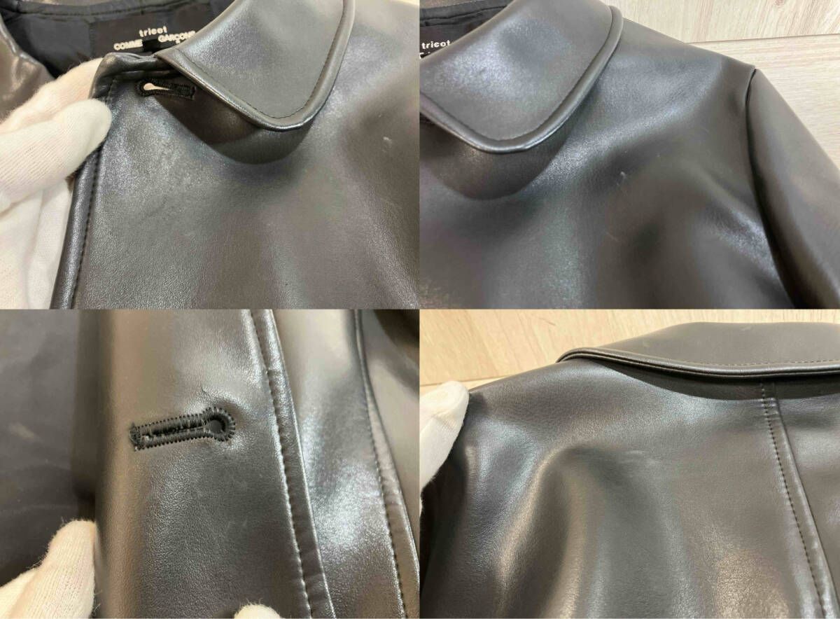 トリココムデギャルソン ツイードブルゾン ジャケット フェイクレザー切替え M TRICOT COMME des GARCONS／その他ジャケット／91AW／フェイクレザー