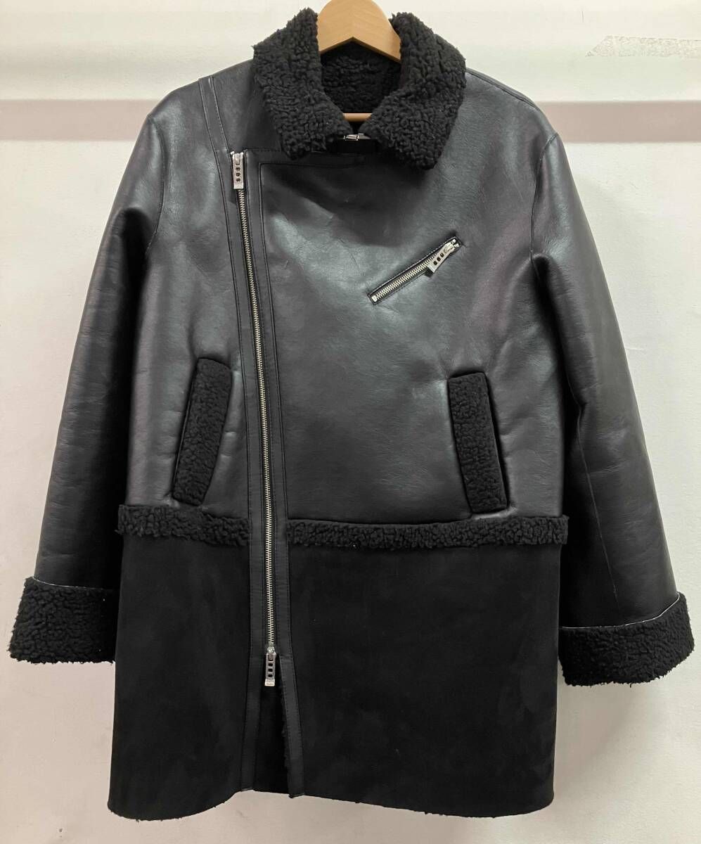 UN3D. アンスリード エコムートンライダースコート ボア ブラック