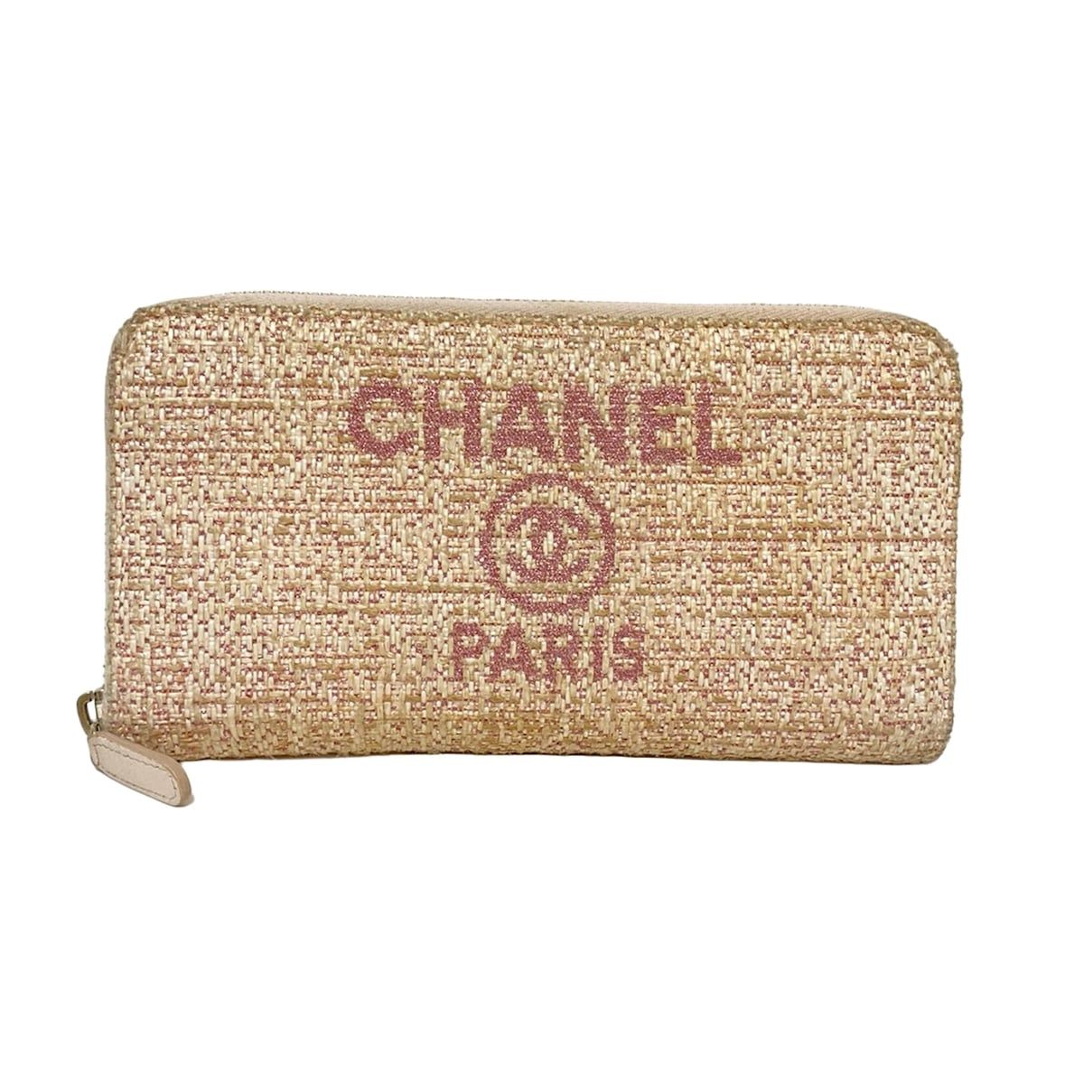 CHANEL シャネル 長財布 ドーヴィルライン ライトピンク アイボリー ラウンドファスナー