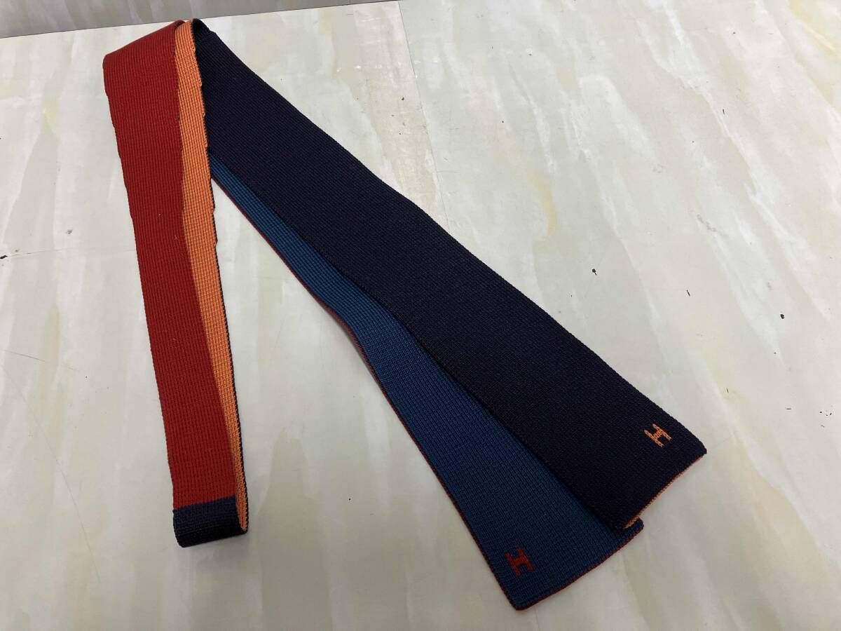 HERMES エルメス リバーシブルニットタイ ネクタイ マルチカラー