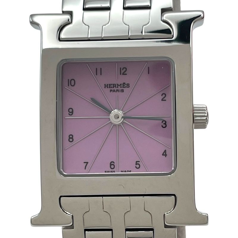エルメス HERMES Hウォッチ HH 1.210 ピンク SS クオーツ レディース 腕時計