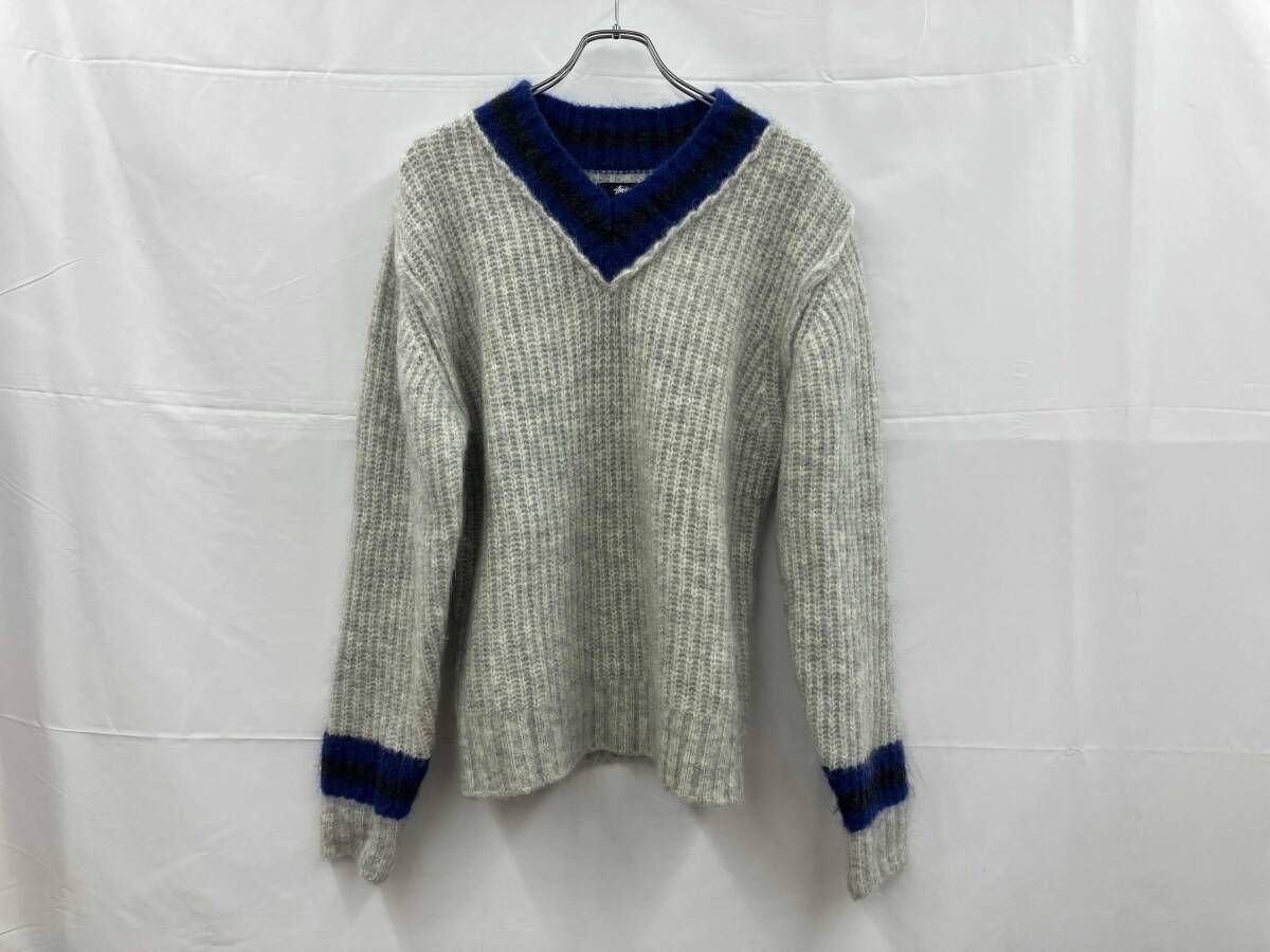 メンズ STUSSY ステューシー ニット S グレー ブルー 冬