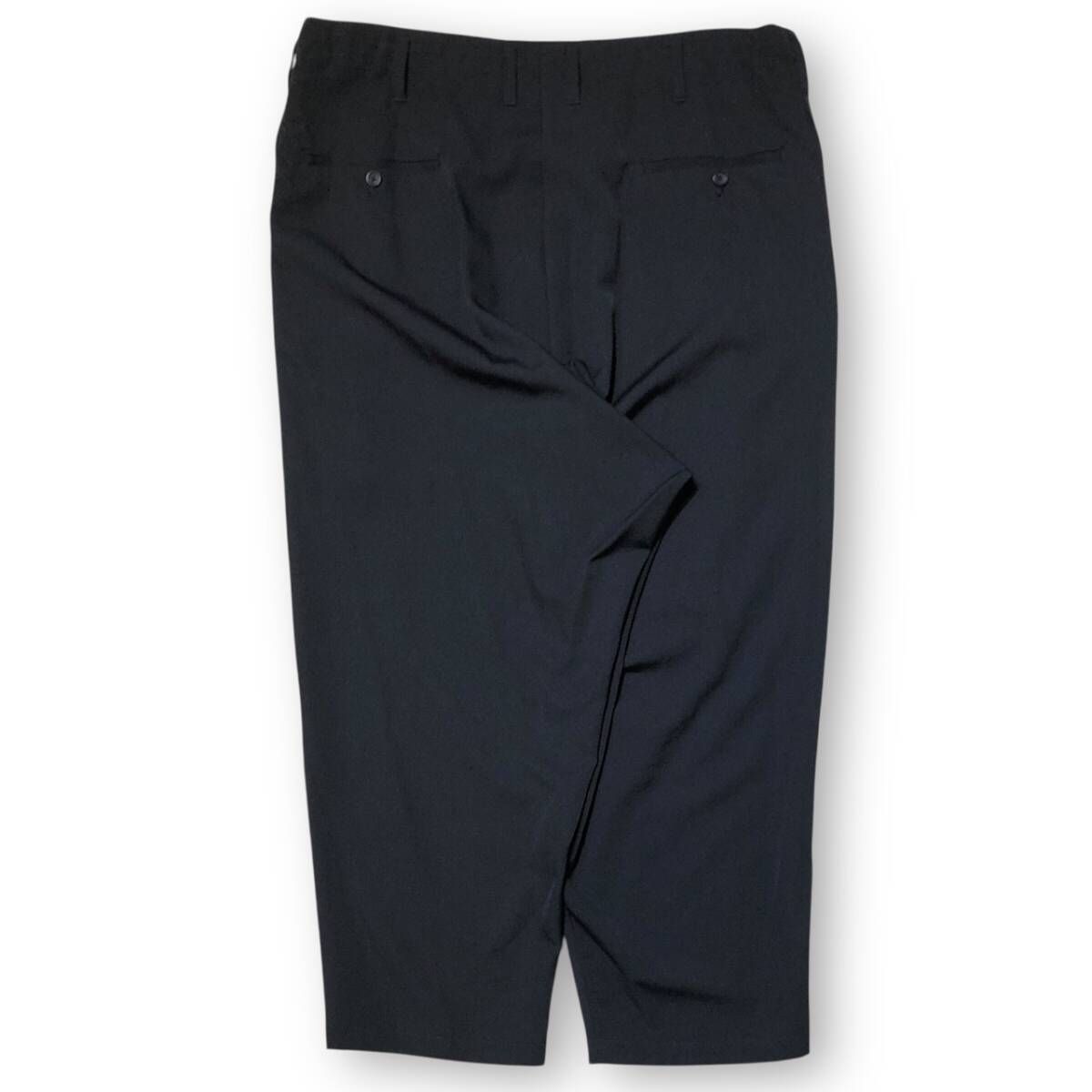 24 AW YOHJI POUR HOMME WOOL SIDE TUCK PANTS HO-P 32-100 サイズ2 ブラック ヨウジヤマモトプールオム