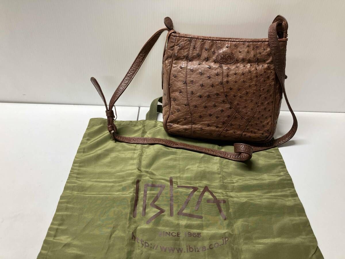イビザ　IBIZA イビザ　ショルダーバッグ　オーストリッチ　新品 IBIZA イビザ ショルダーバッグ オーストリッチ ブラウン 茶 - メルカリ
