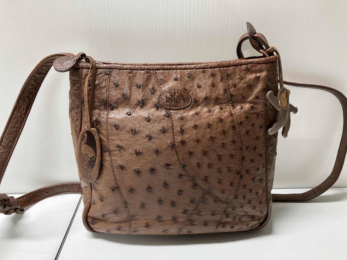 イビザ　IBIZA イビザ　ショルダーバッグ　オーストリッチ　新品 IBIZA イビザ ショルダーバッグ オーストリッチ ブラウン 茶 - メルカリ
