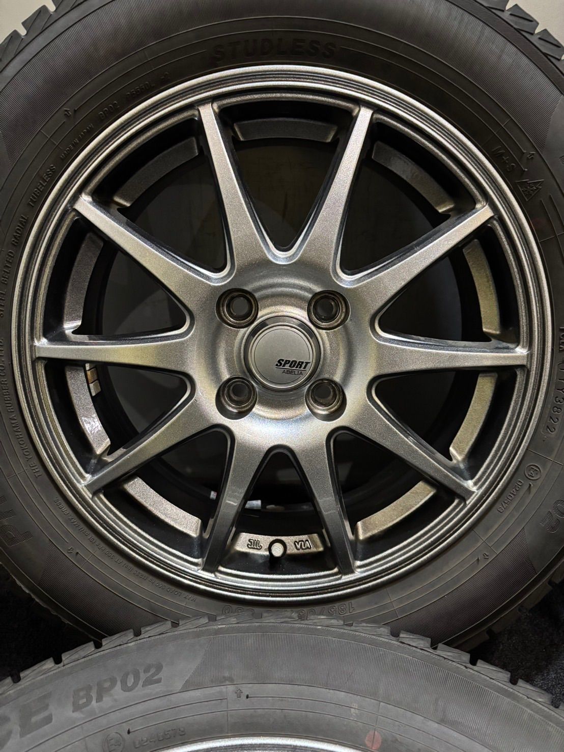 185 65 R 15 ICE BP 02 22年製 ABELIA 15インチ 5 J 43 100 4 H スタッドレス 4本 アクア デミオ 南3 K 943