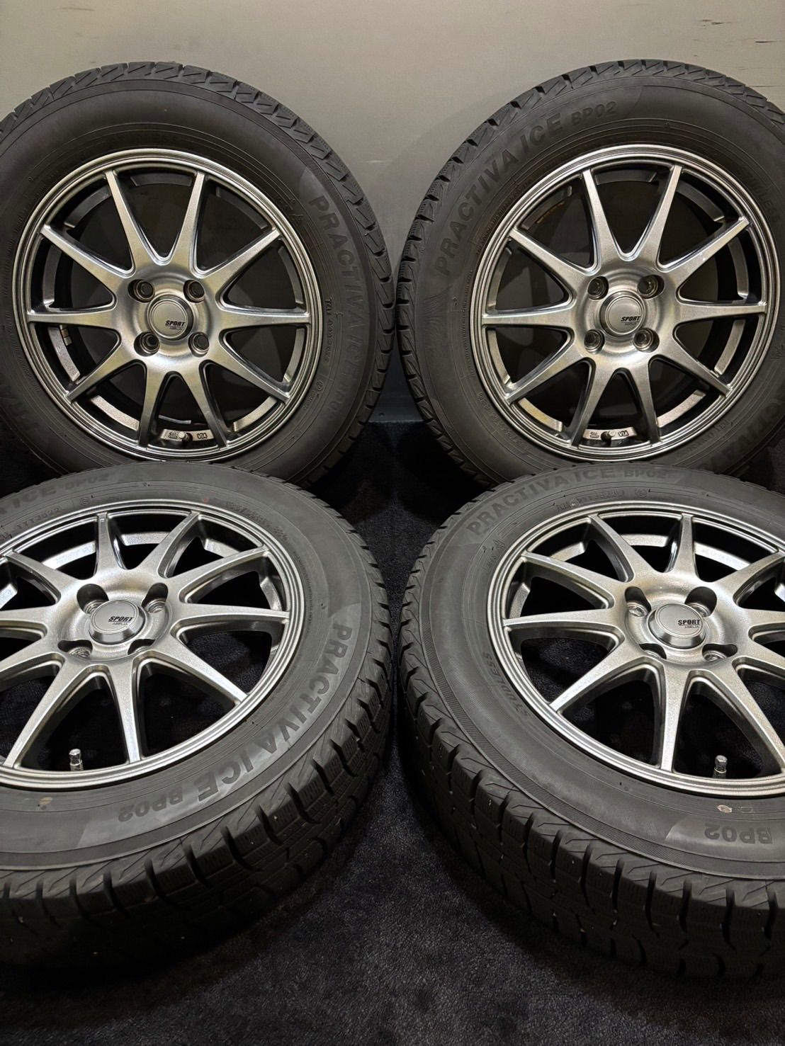 185 65 R 15 ICE BP 02 22年製 ABELIA 15インチ 5 J 43 100 4 H スタッドレス 4本 アクア デミオ 南3 K 943