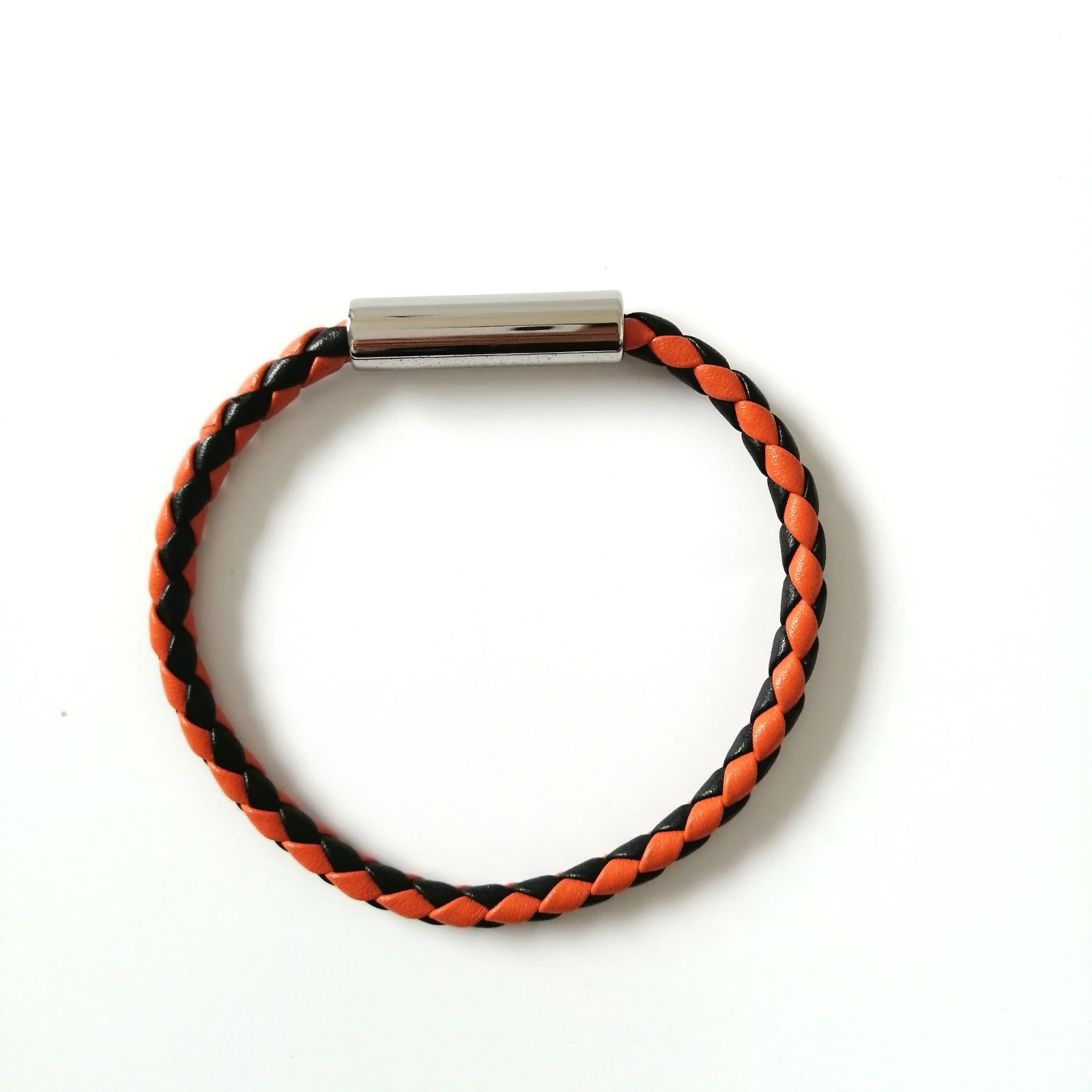美品 マルニ MARNI ブレスレット 編み込み メンズ オレンジ×ブラック 