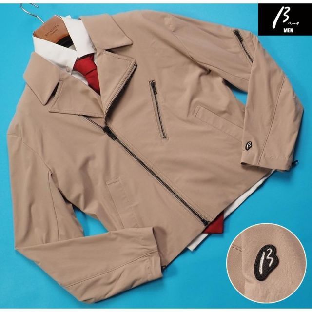 新品定価7.2万円 β MEN ベータメン 日本製 ワッペン ライダース ブルゾンMベージュ(15) 98BG98