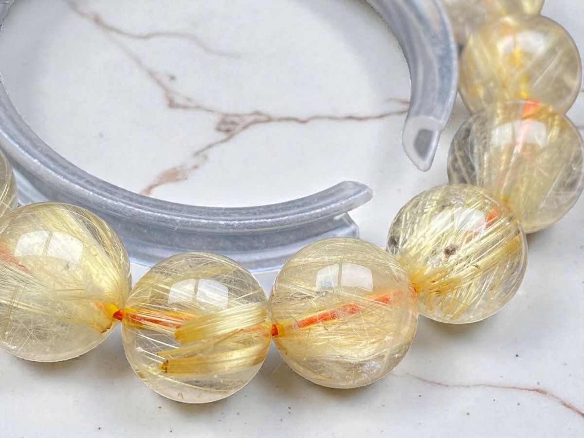 Axj7d2]ゴールドタイチンルチル 15mm 極品位 式神封入 - メルカリ