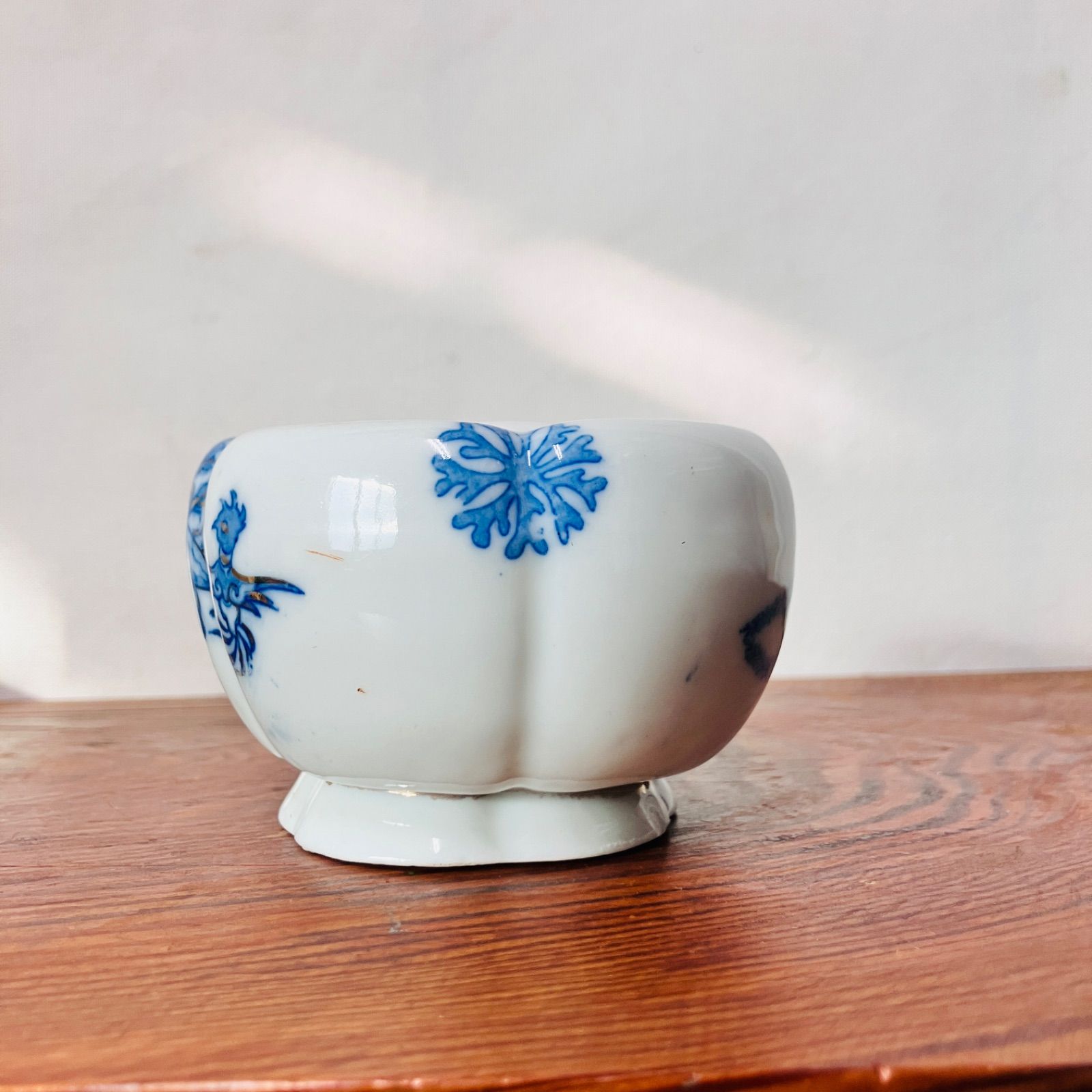 染付 花形面取り 杯台（盃台） 明治〜大正 古い染付の酒器台| 雑貨屋え