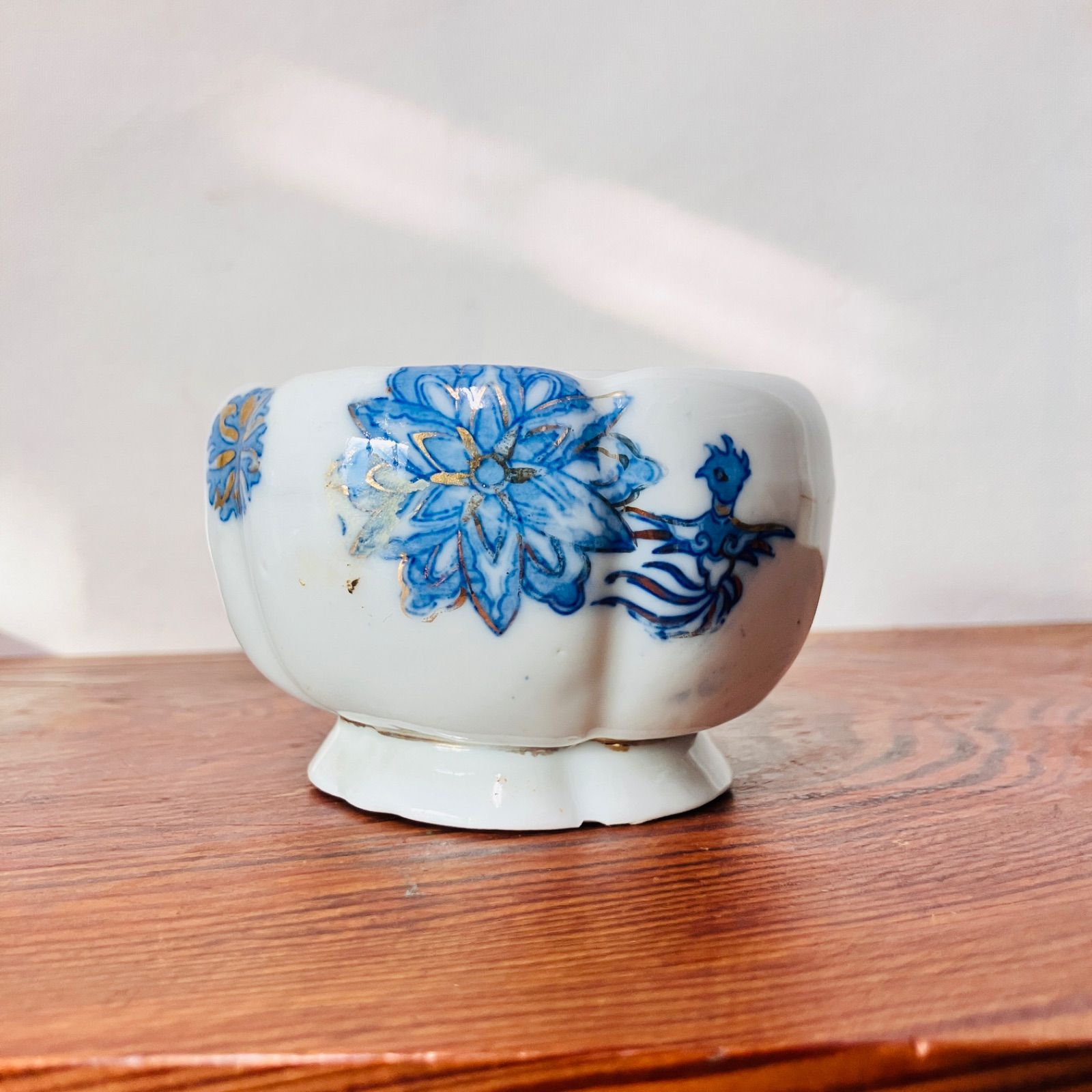 染付 花形面取り 杯台（盃台） 明治〜大正 古い染付の酒器台| 雑貨屋え
