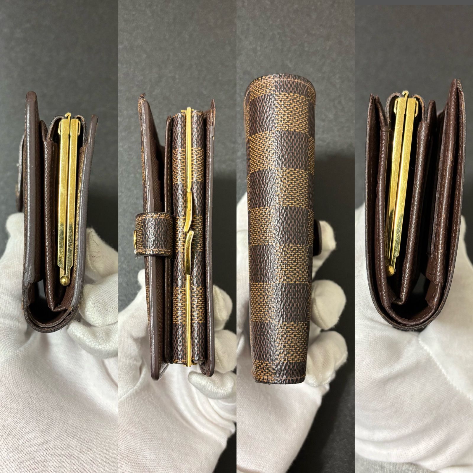 【美品】新型ルイヴィトン ダミエ ポルトモネヴィエノワ 〈カード８枚〉 s59 ポルトフォイユ ヴィエノワ ポルト モネ ビエ 新型 ダミエエベヌ