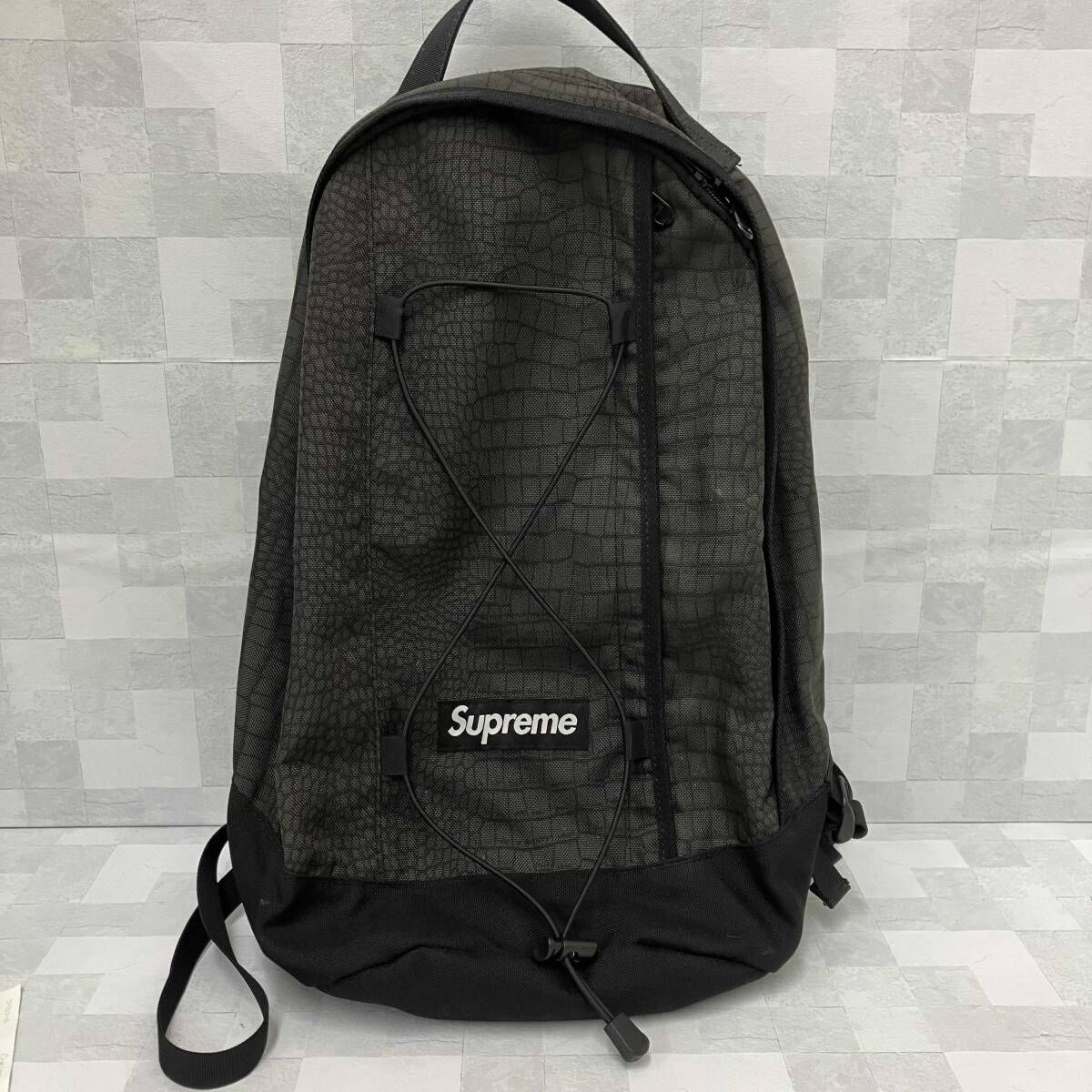 Supreme シュプリーム リュック バックパック クロコプリント ブラック レインカバー付き