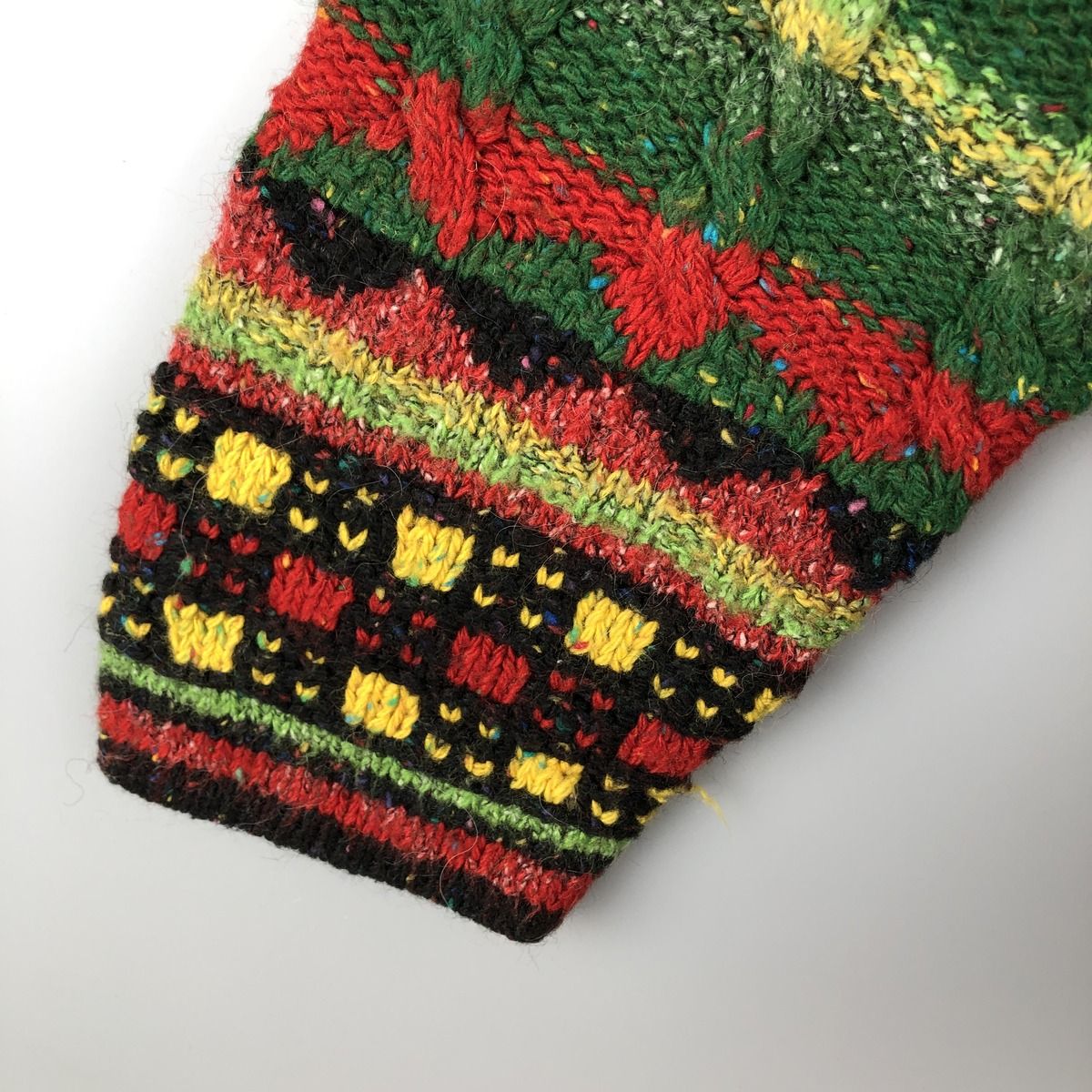 ヴィンテージ　カラフル　総柄　スクエアネック　ニット　　ハンドニット A2 ヴィンテージ カラフル 総柄 スクエアネック ニット ハンドニット A2