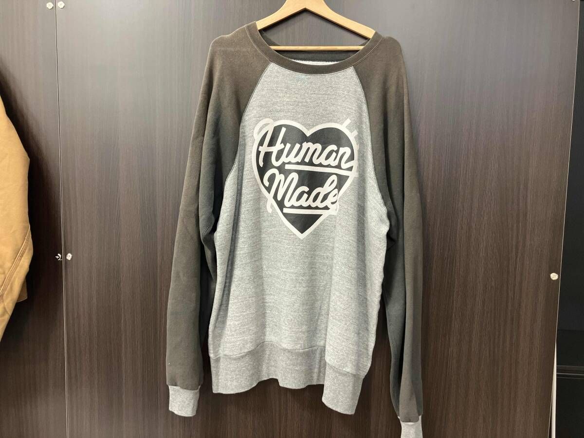 HUMAN MADE heart raglan sweatshirt スウェット 穴あり