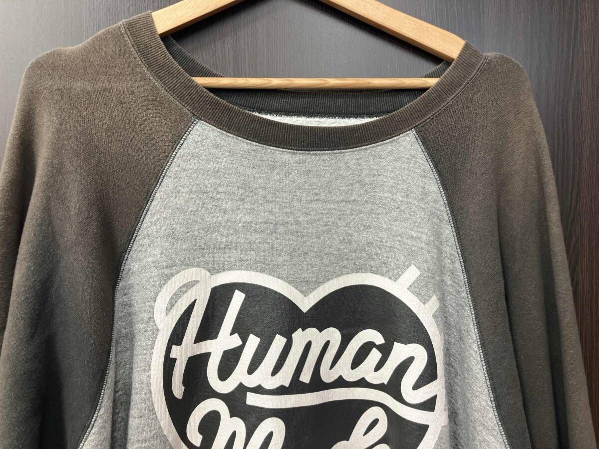 HUMAN MADE heart raglan sweatshirt スウェット 穴あり