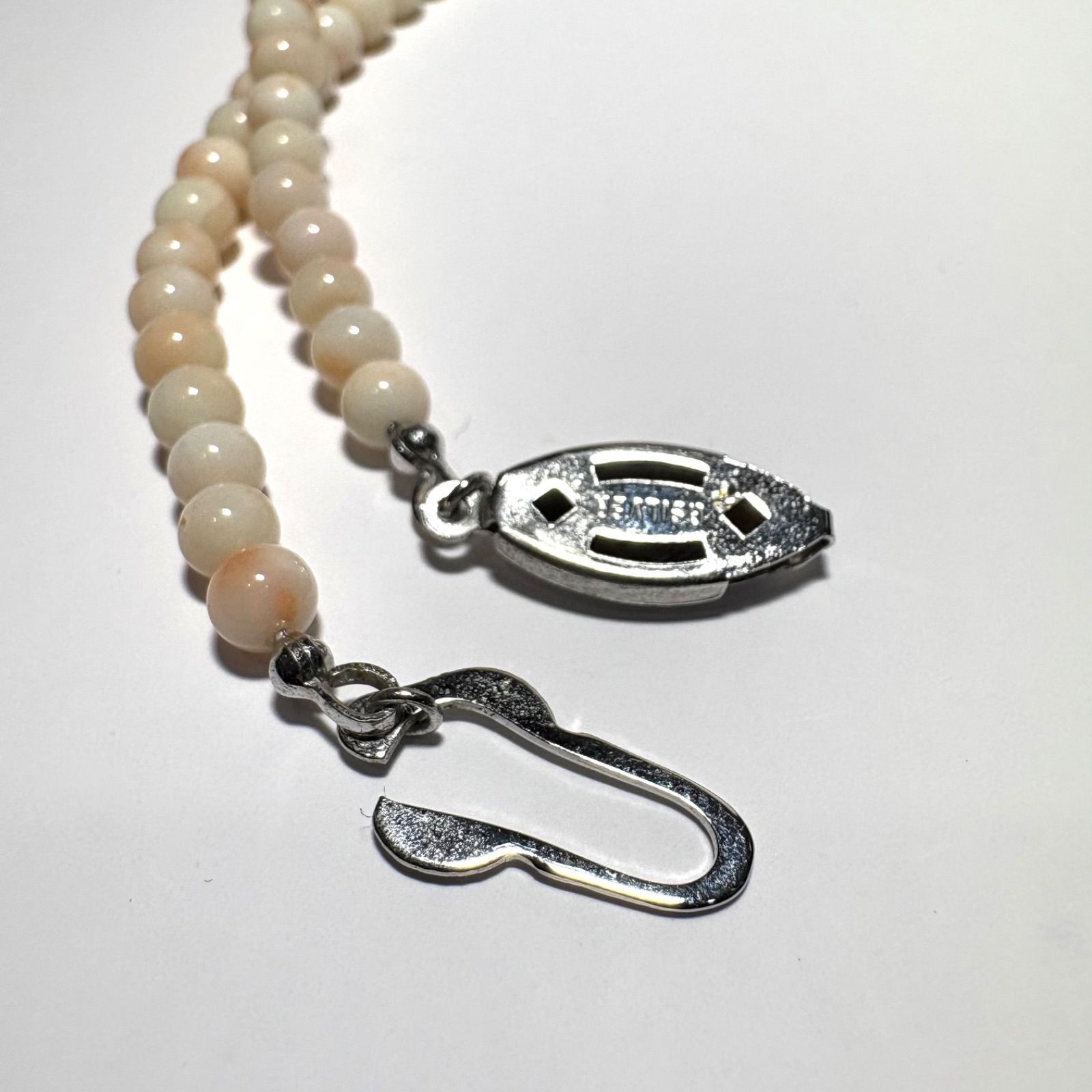 上質天然白珊瑚 5mm珠 ネックレス 52cm シルバーメッキ金具 - メルカリ