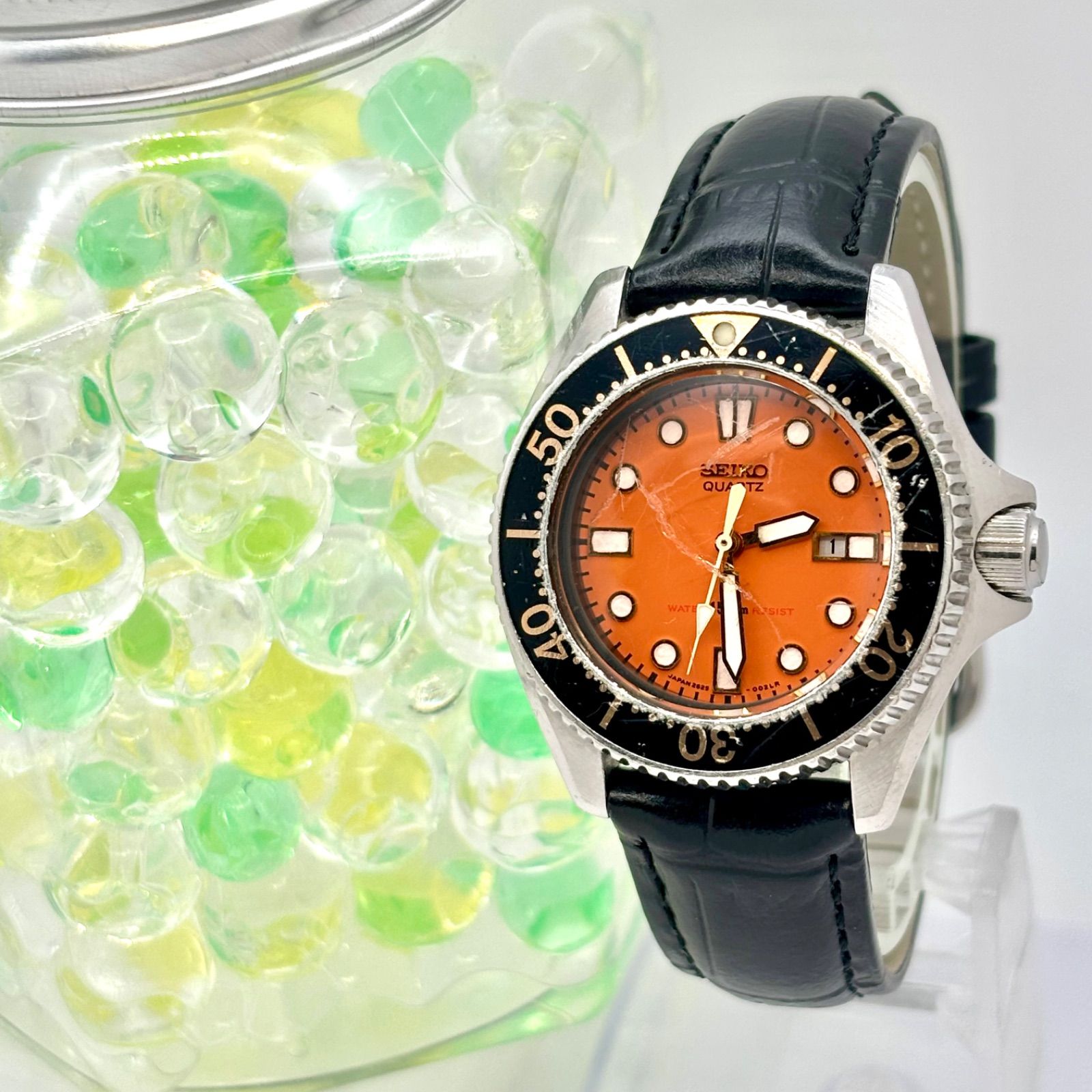 新品電池】SEIKO セイコー メンズ 腕時計 ダイバー 150M オレンジ