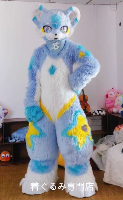 ファースーツ マスク 着ぐるみセット グリーン ケモノ ファースーツ 全