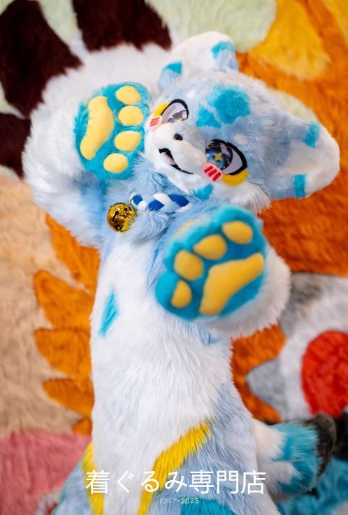 ファースーツ マスク 着ぐるみセット グリーン ケモノ ファースーツ 全