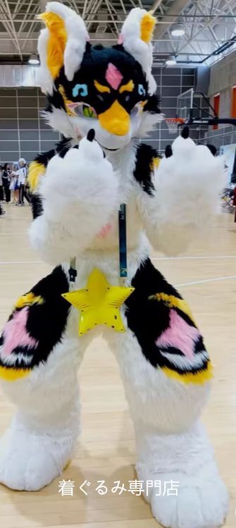 ドラゴン ファースーツ マスク 着ぐるみセット グリーン ケモノ ファー