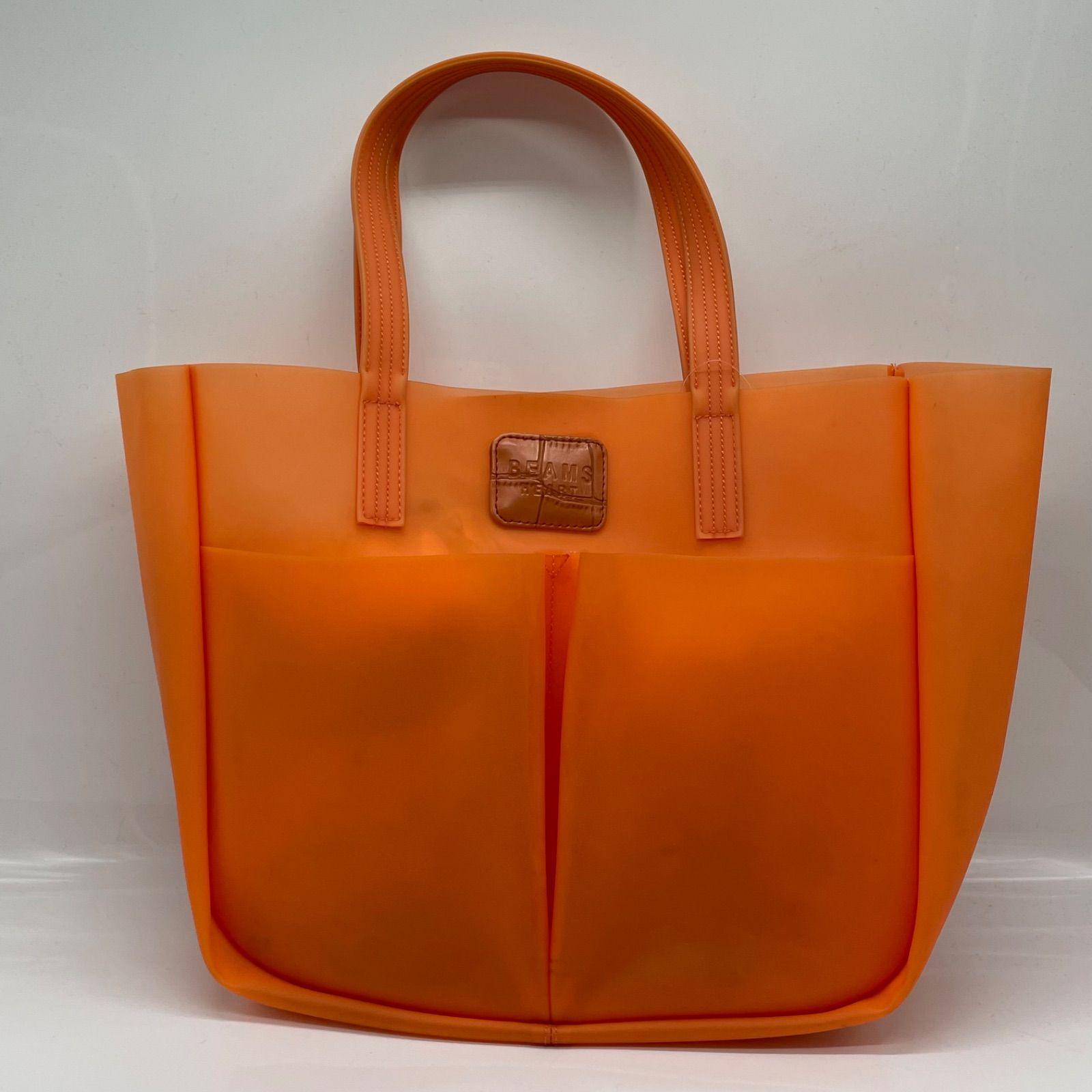 BN6996○BEAMS HEART ビームスハート 半透明 トートバッグ オレンジ系